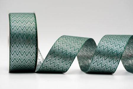 Vihreä-hopea zigzag-kuviointi nauha_K1767-505